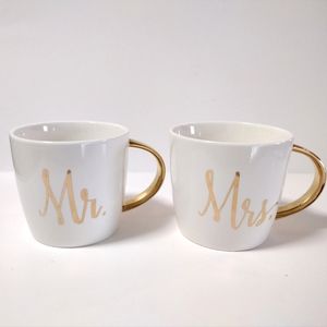 14 oz Mr & Mrs Set of 2 Slant Collection Ceramic Coffee Mugs